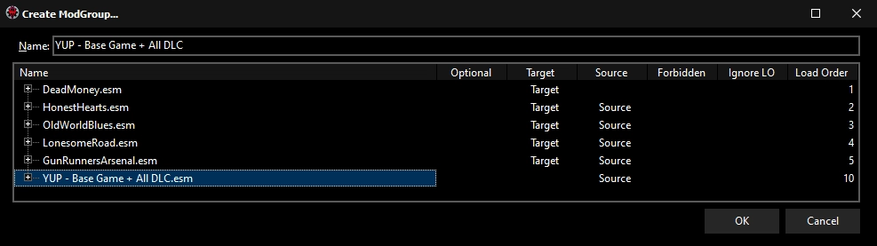 Base Modgroup settings